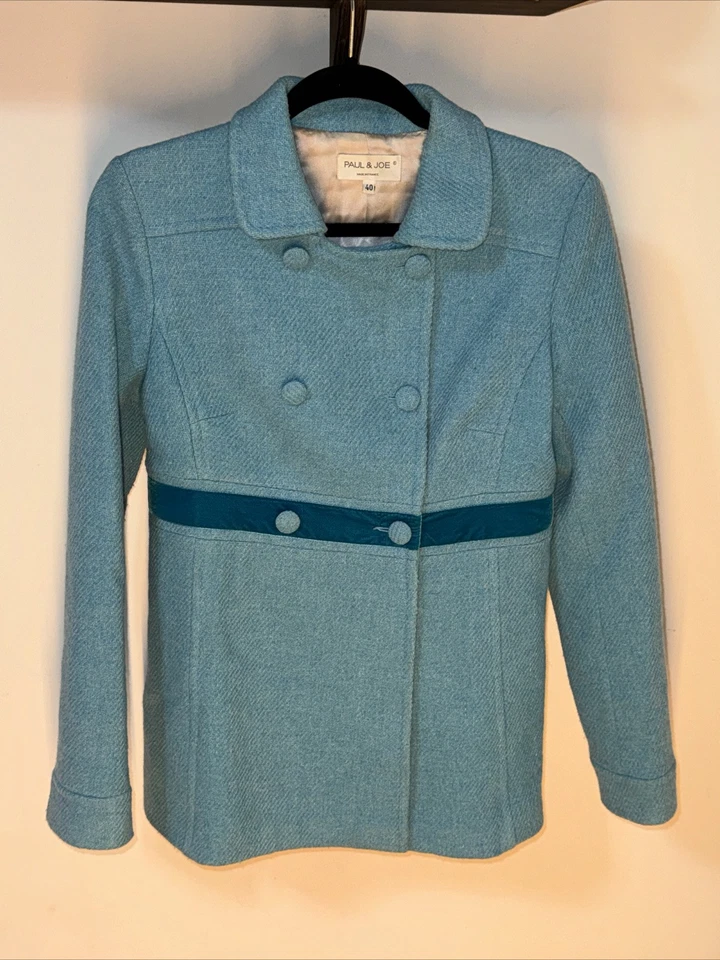 Chaqueta francesa vintage Paul & Joe para mujer de lana azul claro talla 40 talla francesa Foto 2 de 4