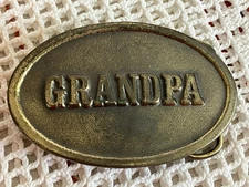 Vintage 1982 The Great American Buckle Co. USA Brass Oval Grandpa Belt Buckle