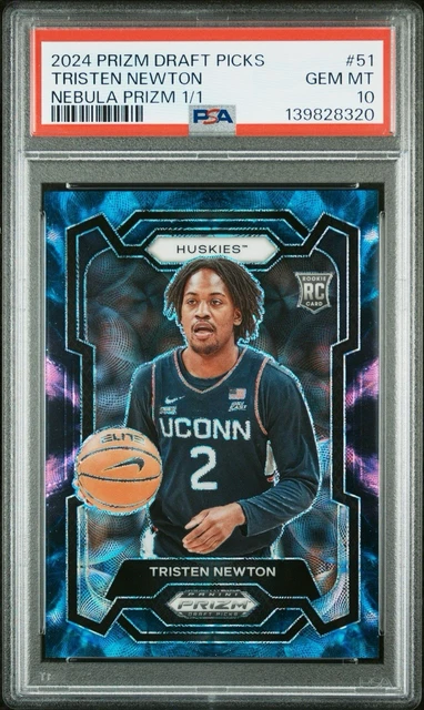 2024 PRIZM DRAFT PICKS #51 TRISTEN NEWTON 1/1 NEBULA PRIZM POP 1 PSA 10