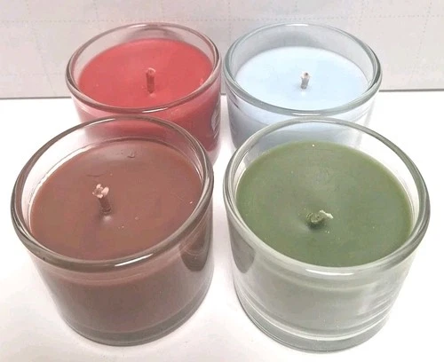 Homeworx Slatkin & Co Set of 4 Mini Glass Jar Candles 1.3 oz Christmas Scents