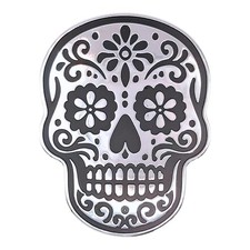Sugar Skull/Calavera Chrome Car Emblem  3D Auto Badge