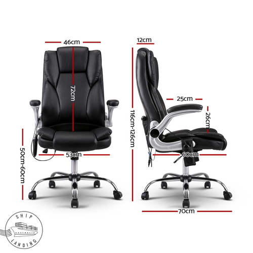 BLACK OFFICE CHAIR COMPUTER CHAIR WITH 8 POINT MASSAGE AND ARMRESTS - Picture 3 of 7