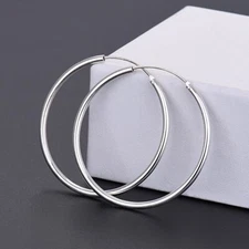 S925 Sterling Silver Lightweight Hoop Earrings for Women,Silver Hoop Earrings
