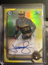 2022 Bowman Chrome 1st Branlyn Jaraba On Card Auto Yellow /75 CPA-BJ Brewers