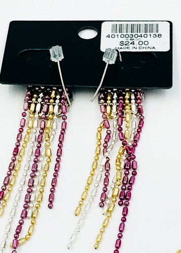 CHICO'S IRISADO NECKLACE EARRING LOT SET $152.00 RETAIL PINK SILVER GOLD LONG - Picture 5 of 5