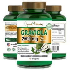 Soursop Extract 2500 mg 120 Capsules | Non-GMO, Gluten Free ORGANIC Graviola 