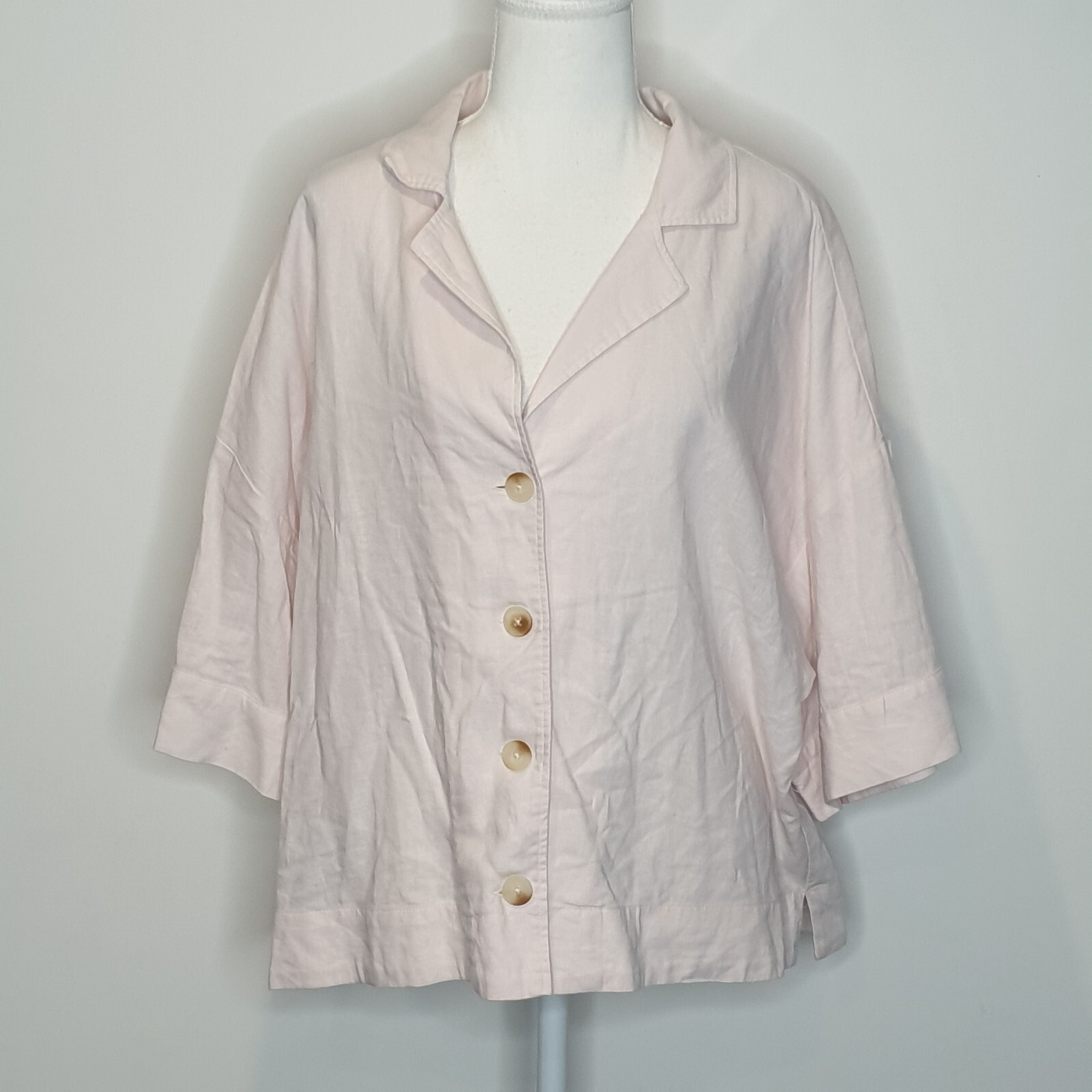 Sportsgirl Size 14 Pink Linen Kimono Sleeve Button Shirt Blouse eBay