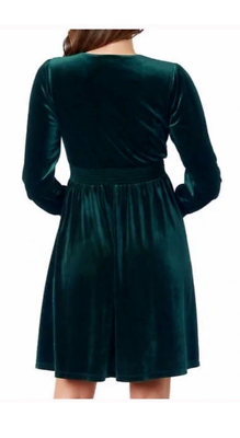 NWT Briggs New York Women's Long Sleeve Velvet Dress Green Size 2XL $80  8D129