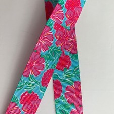 Pretty aqua blue pink floral Grosgrain ribbon 5/8" 7/8" 1.5" flowers