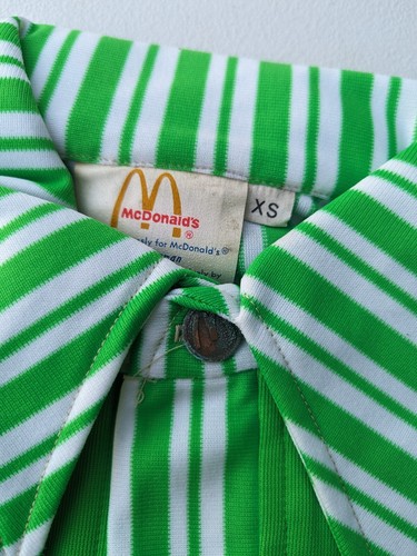 Vtg 70s Crest McDonalds Mens Unisex Uniform Shirt Short Sleeve SZ XS Lime Green - Picture 4 of 8