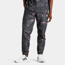 adidas Men Rekive Trefoil AOP Print Track Pants Black Gray Pink HK7376 Size M