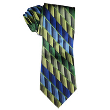 Van Heusen Green Blue Striped Tie Bold Diagonal Classic Formal Businesscore