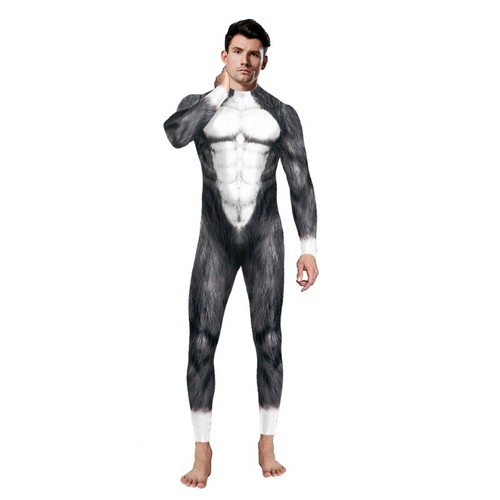 Fox Wolf Cosplay Costume 3D Zentai Suits Halloween Party for Adult Male Outfits - Picture 4 of 19