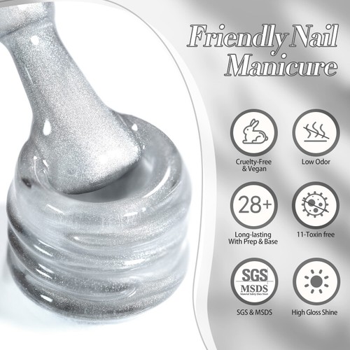 BORN PRETTY 10ml White Cat Magnetic Gel Ultra Shine Soak Off UV Gel Nail Polish - Picture 5 of 27