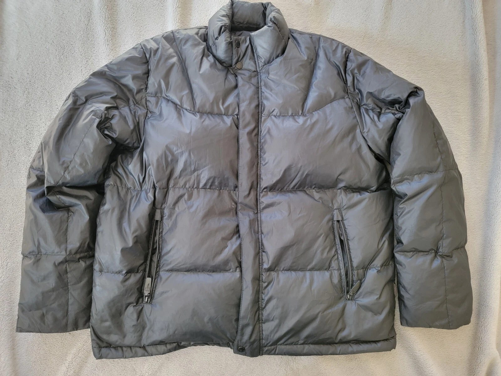 Tumi Jacket Mens XXL Black Full Zip Snap Down Packable Quilted Puffer Coat 2XL