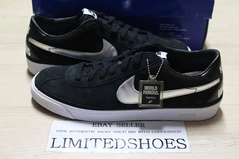NIKE ZOOM BRUIN SB SUPREME ARGENT NOIR 363319 001 homme taille US 12 blazer foncé