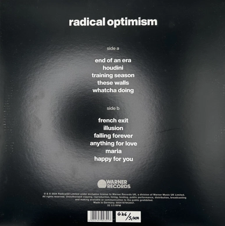 Dua Lipa ""Radikaler Optimismus"" Zoetrope neu nummeriert Olivia Rodrigo - Bild 2 von 2