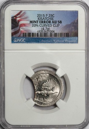 2015 NGC 20% Curved Clip Kisatchie Quarter Mint Error Rare Huge Planchet Clip - Picture 2 of 4