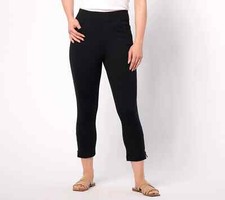 Belle by Kim Gravel Reg Coastal Crop Perfect Ponte Pants-Black-Reg 6 A640318 NEW