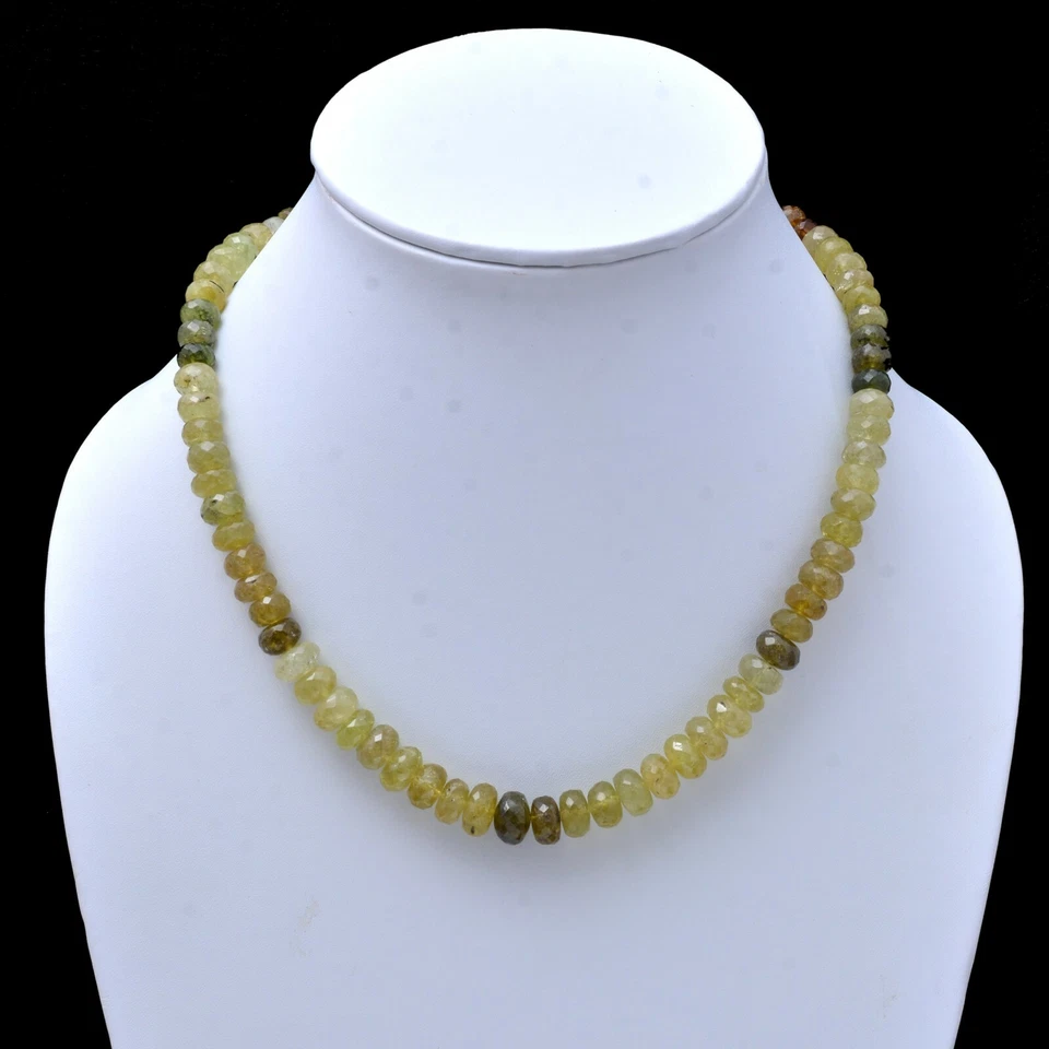 Joyería granate, collar de cuentas facetadas granate verde grueso, granate grueso Foto 2 de 4