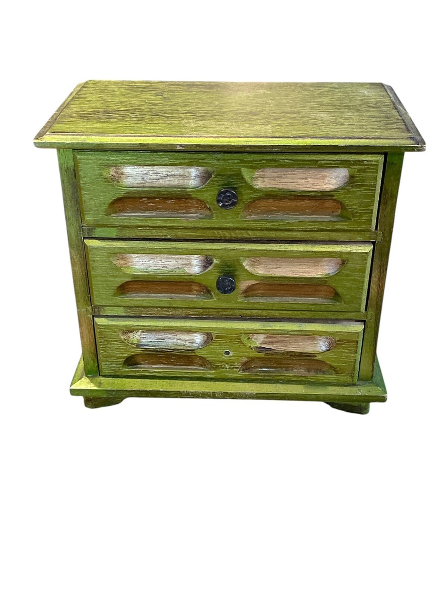 Vintage Prestige NY Green Wooden Jewelry Trinket Music Box 4