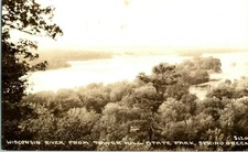 RPPC WISCONSIN RIVER FROM TOWER HILL STATE PARK SPRING GREEN 1940 REAL PHOTO