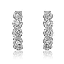 0.61Cttw Round Cut Diamond Huggie Hoop Earrings 14K White Gold 