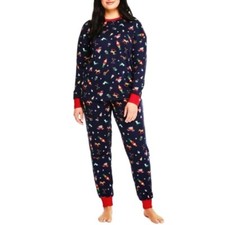 Member's Mark Christmas Pajamas Women  s XL 16-18 Navy Blue Holiday Sleepwear PJs