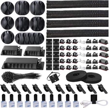 192 PCS Cable Management Kit 4 Wire Organizer Sleeve 11 Cable Holder 35Cord Clip