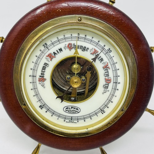 Vintage Alpha Barometer Wood Glass Desktop Tabletop Wall Weather West Germany - Picture 8 of 17