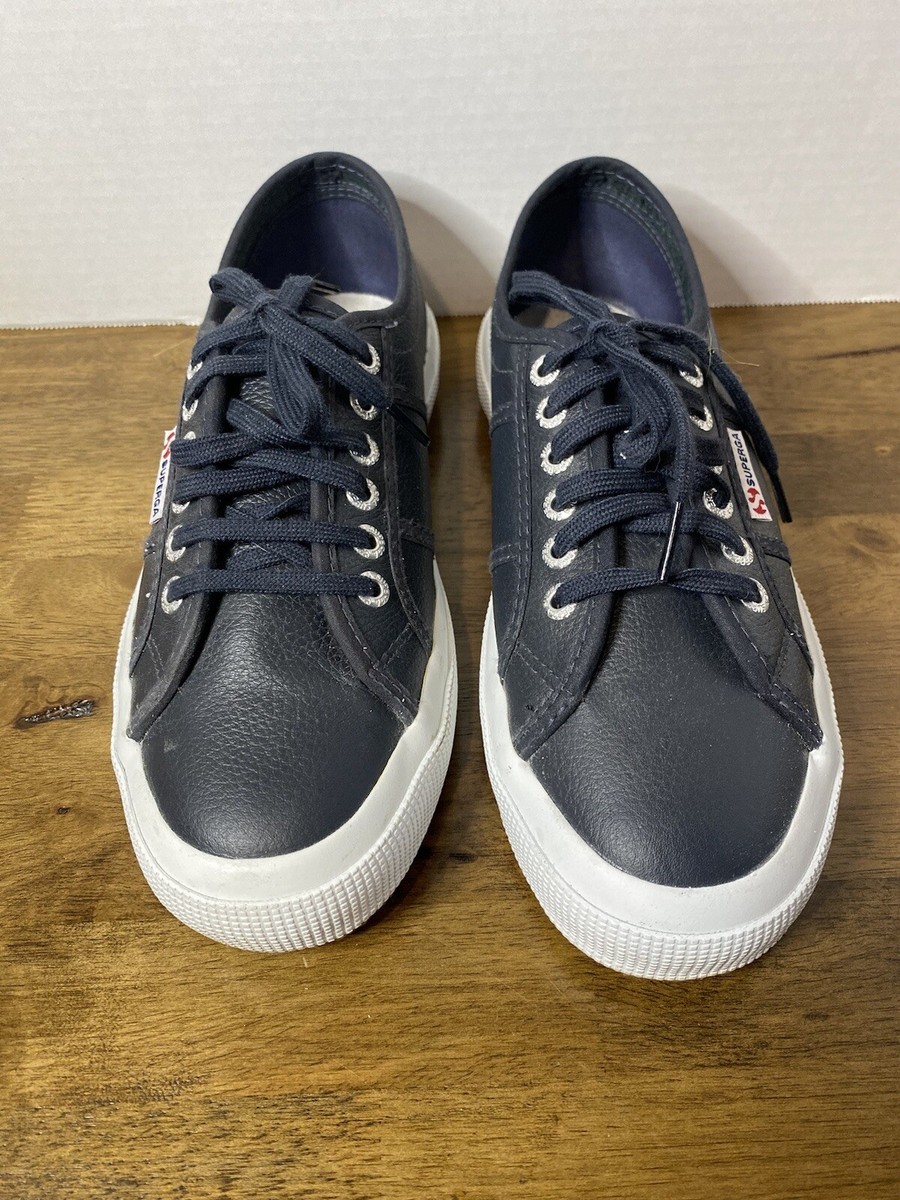 Superga 2750 Efglu Women's Leather Navy Lace Up Shoes Used Onc