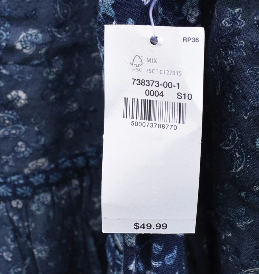 Antiguo Vestido Bohemio Mujer Azul Marino Floral Todas las Tallas $50 Etiqueta Precio Nuevas Etiquetas Foto 2 de 3