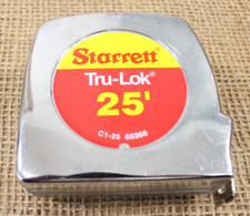 Starrett Tru-Lok 25' Tape Measure 1" Wide Blade SAE Tool C1-25 65366 Vintage VG