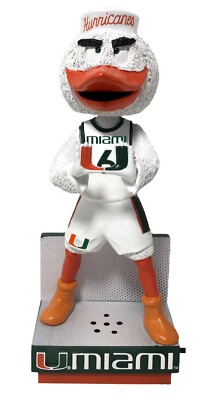 Sebastian The Ibis Miami Hurricanes Basketball White Jersey Bobblehead NCAA