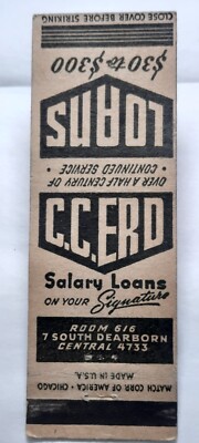 Matchbook Cover financial IL Chicago C.E. ERD Salary Loans