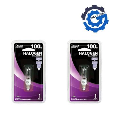New Feit Electric Pair T4 E11 100w Screw Base Candelabra Bulb Dimmable T4/100w