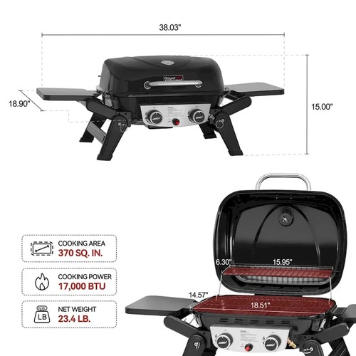 Royal Gourmet 2-Burner Portable Propane Gas Grill BBQ Tabletop Outdoor - Picture 5 of 21