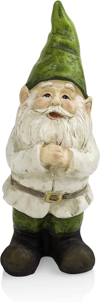 Alpine Garden Patio Gnome Statue Folding Hands Green Hat Medium - Image 3 of 4