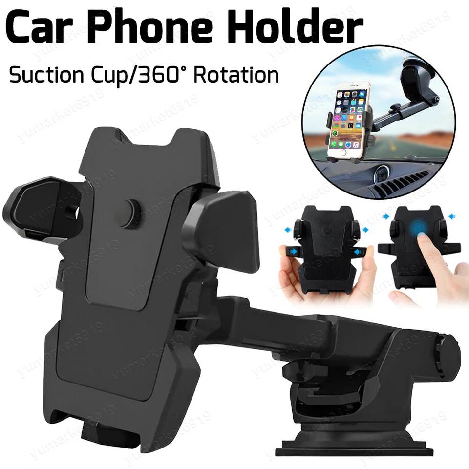 Car Phone Mount 360° Universal Car Phone Holder Stand Windshield Dashboard Lot - Image 2 of 4