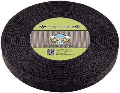 Country Brook Design  1 Inch Black Heavy Polypropylene Webbing, 100 Yards