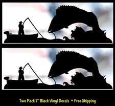 The Big Catch Fishing Two Pack of 7" Black Vinyl Decals Windows Any Flat Surface