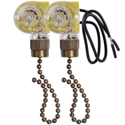 2 Pcs Ceiling Fan Light Switch Two Wire Pull Chain OnOff Replacement Bronze