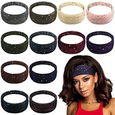 12 Pcs Bling Boho Headbands Sequins Wide Headbands
