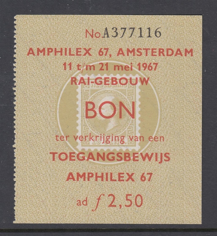 1967 AMPHILEX Ticket for Netherlands #448 purchase - Neat Item