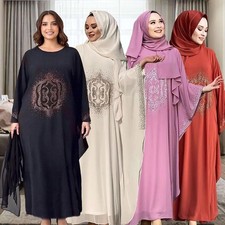 Women Muslim Chiffon Long Dress Abaya Dubai Kaftan Hijab Evening Robe Prom Gown