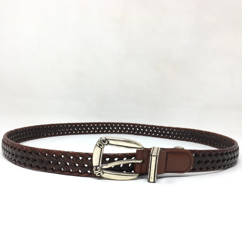 Fossil 编织编织腰带女式 XL 码特大号棕色蜥蜴谷物皮革 — 第 2/4 张图片