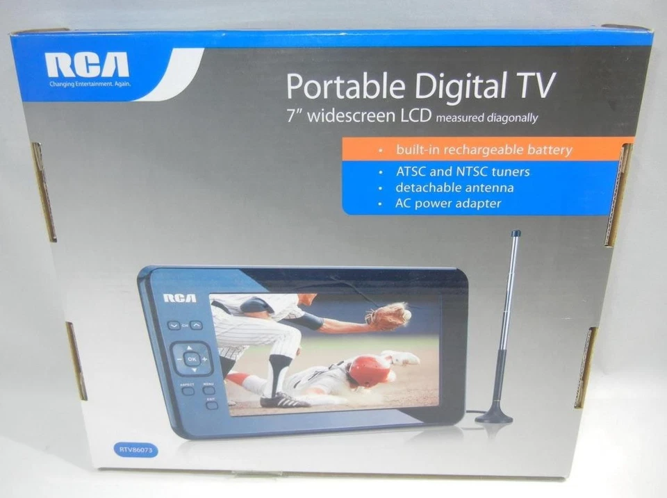 RCA RTV86073 Portable 7" Widescreen 480i HD LCD W/ Remote, Antenna, Box Instruct - Image 2 of 4