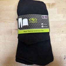Athletic Works Boys Thermal Underwear Set Size XXL 18 Black Waffle Breathable