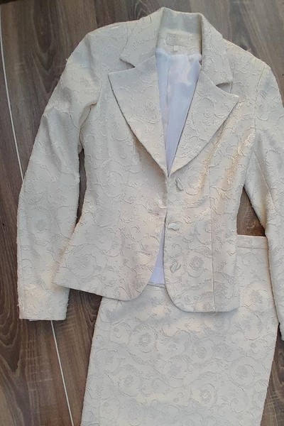 Women American Vintage Suit Beige Acrylic 38 / M /