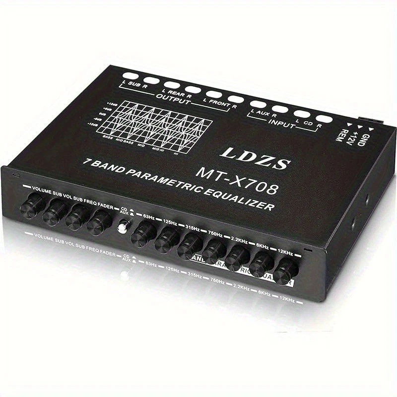 7-Band Car Audio Equalizer Adjustable 7 Band EQ Amplifier Graphic Equalizer New - Image 3 of 4